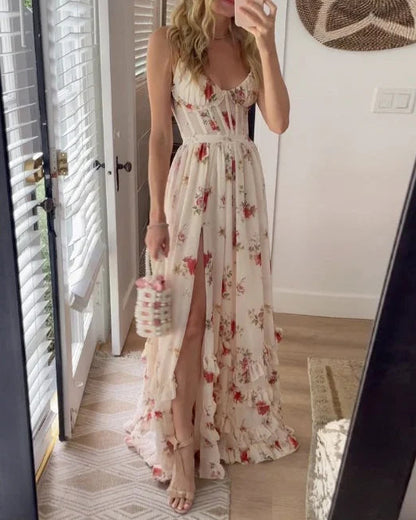 Paola | Robe florale romantique avec décolleté en V