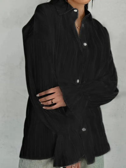 Audeleine | Chemise Femme Rayée à Col Revers et Manches Longues Boutonnées