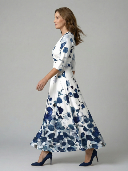 Celine | Robe Midi Croisée à Col Wrap
