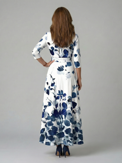 Celine | Robe Midi Croisée à Col Wrap