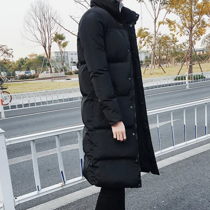 Gaspard | Manteau Long Noir pour Homme Rembourré Classique avec Col Haut
