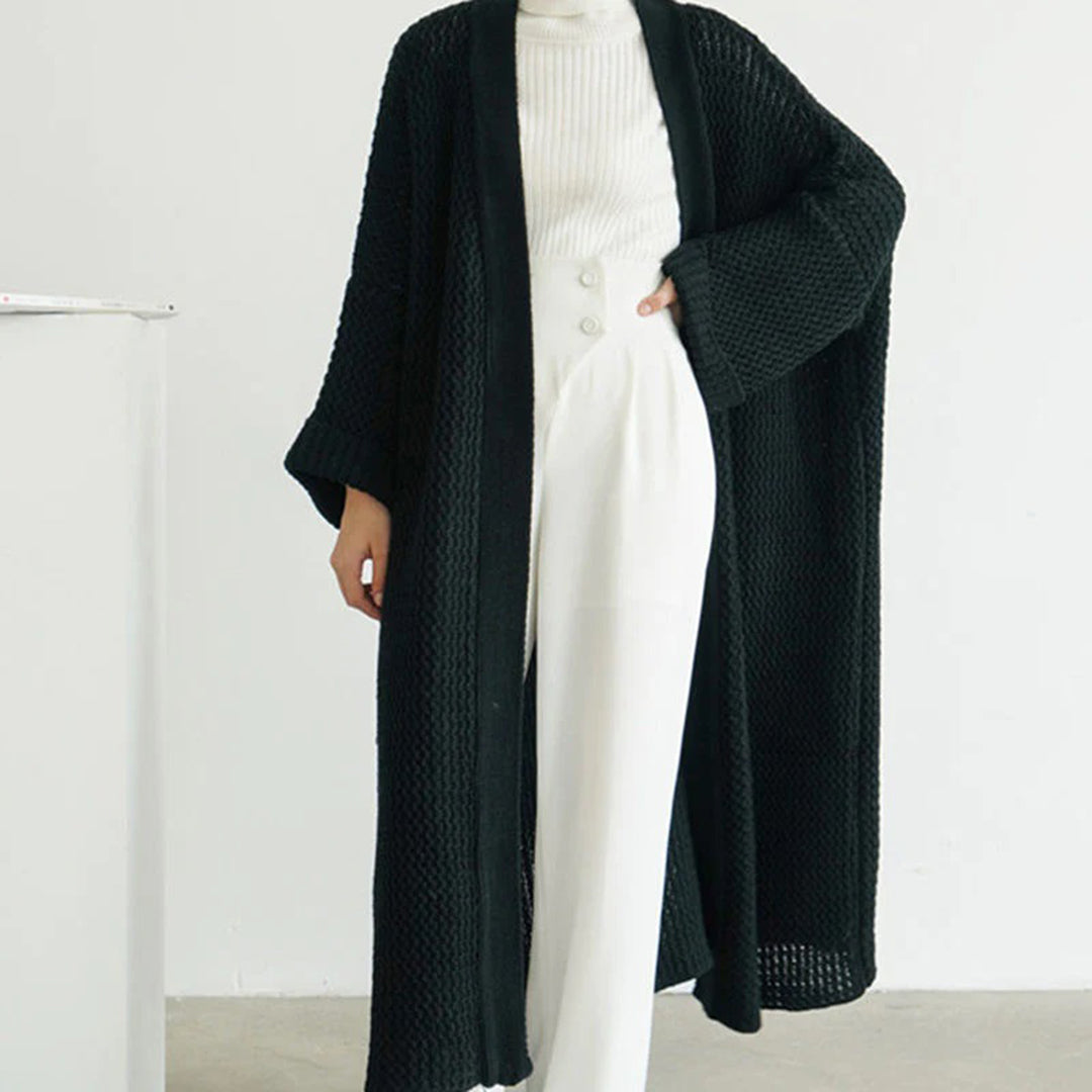 Anneliese | Cardigan long en maille texturée, manches larges, style oversize
