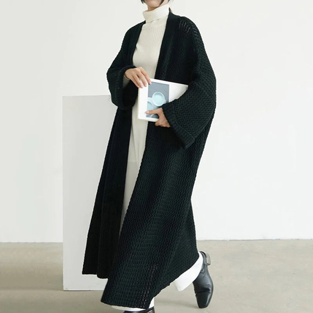 Anneliese | Cardigan long en maille texturée, manches larges, style oversize