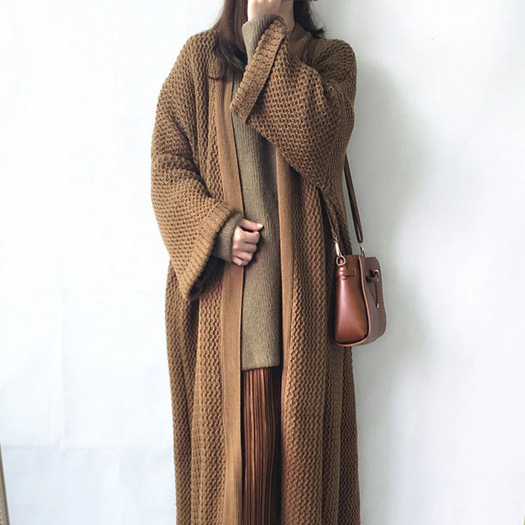 Anneliese | Cardigan long en maille texturée, manches larges, style oversize