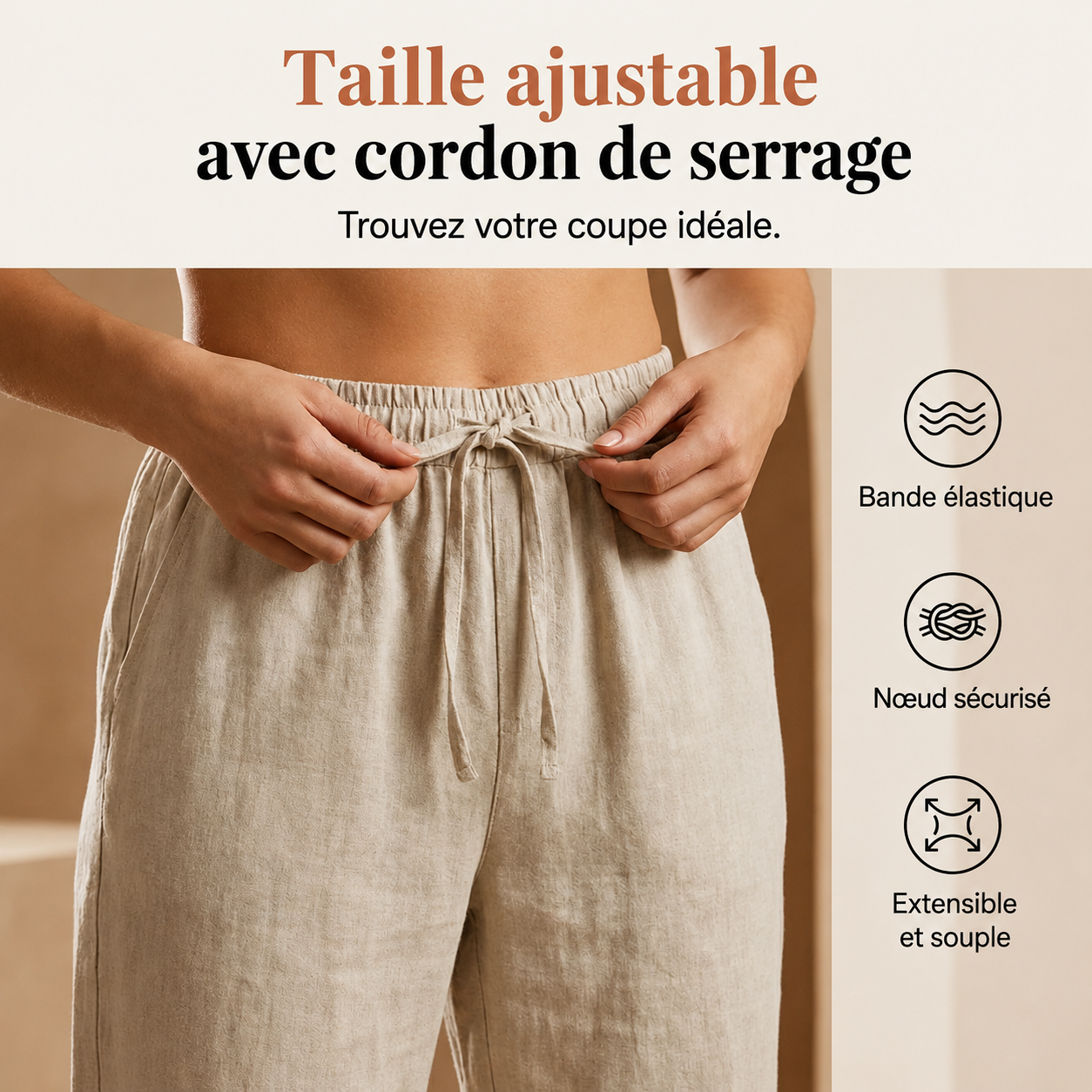 Laluna® | Pantacourts respirants en mélange coton-lin | 1+1 Gratuit