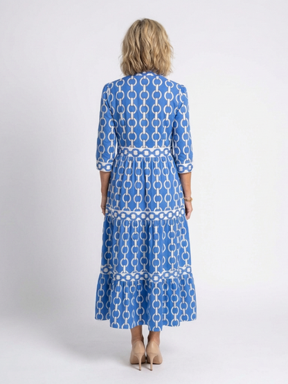Ysolde | Robe midi à manches trois-quarts avec motif chaîne
