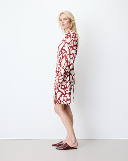 Robe courte portefeuille à motif terracotta Anika