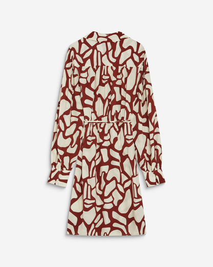 Robe courte portefeuille à motif terracotta Anika