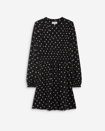 Robe courte fluide manches longues bouffantes pois Ailona