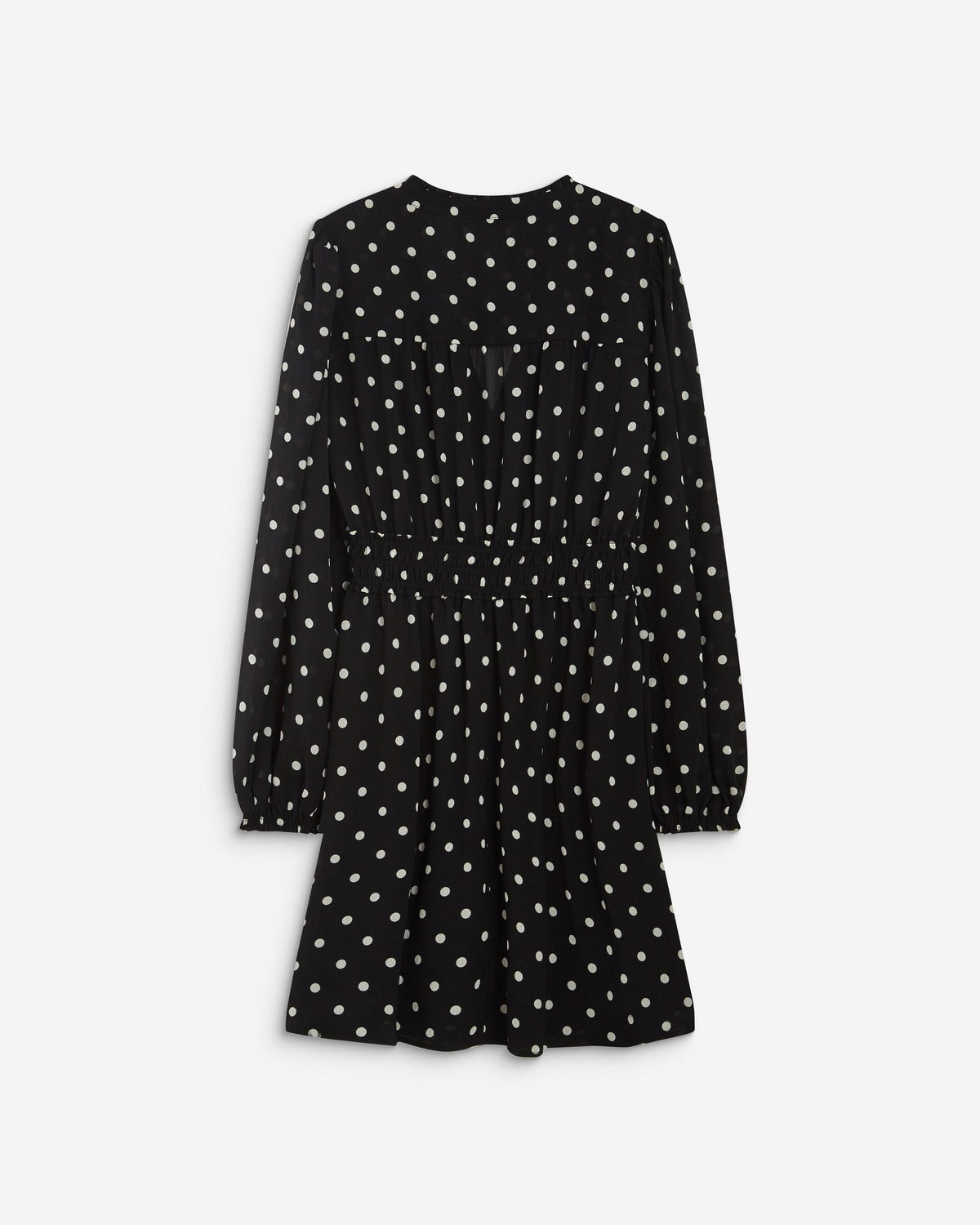 Robe courte fluide manches longues bouffantes pois Ailona