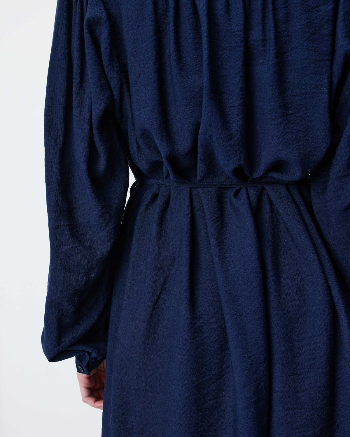 Robe courte col V manches bouffantes marine Alienor