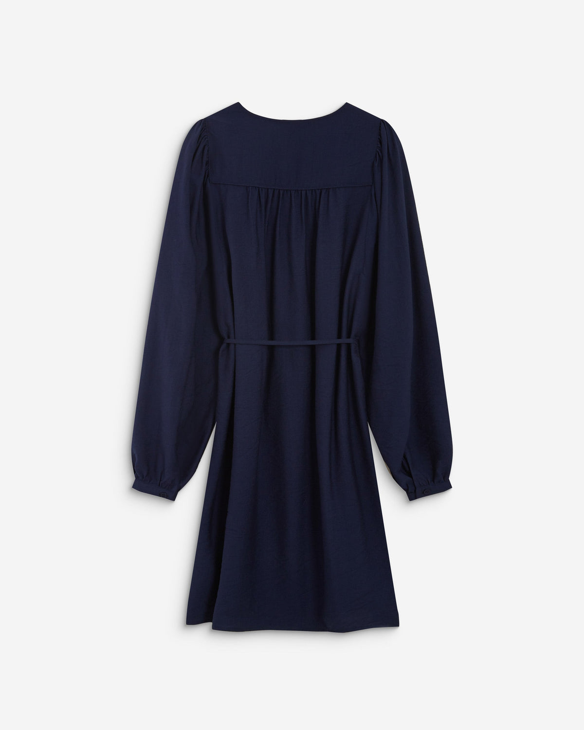 Robe courte col V manches bouffantes marine Alienor