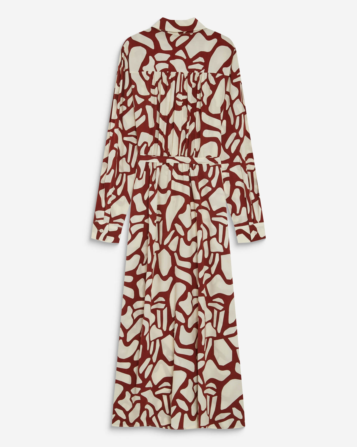 Robe chemise longue ceinturée à motif terracotta Aveline