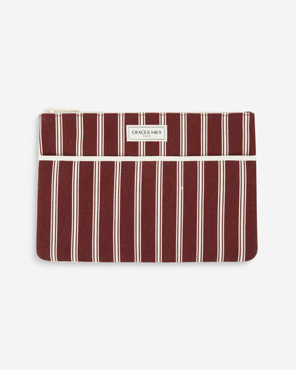 Pochette d'ordinateur en toile rayée cherry Alina