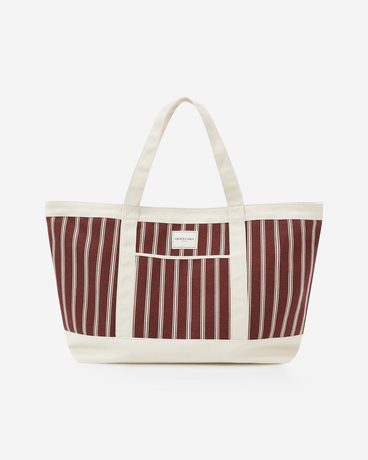 Tote bag large en toile rayée cherry Aspen