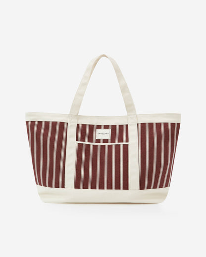 Tote bag large en toile rayée cherry Aspen