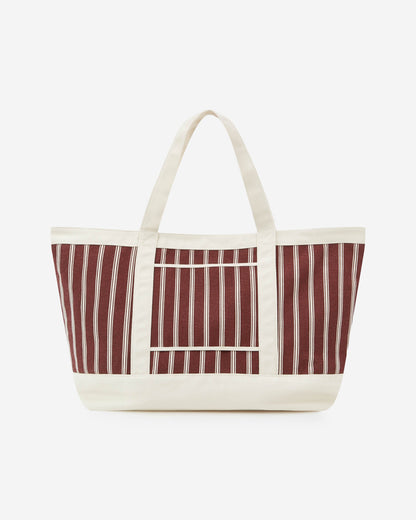 Tote bag large en toile rayée cherry Aspen