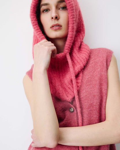 Cagoule en laine mélangée blush Samourai