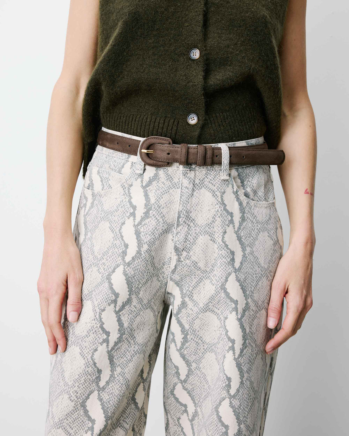 Ceinture en suédine boucle assortie taupe Scotland