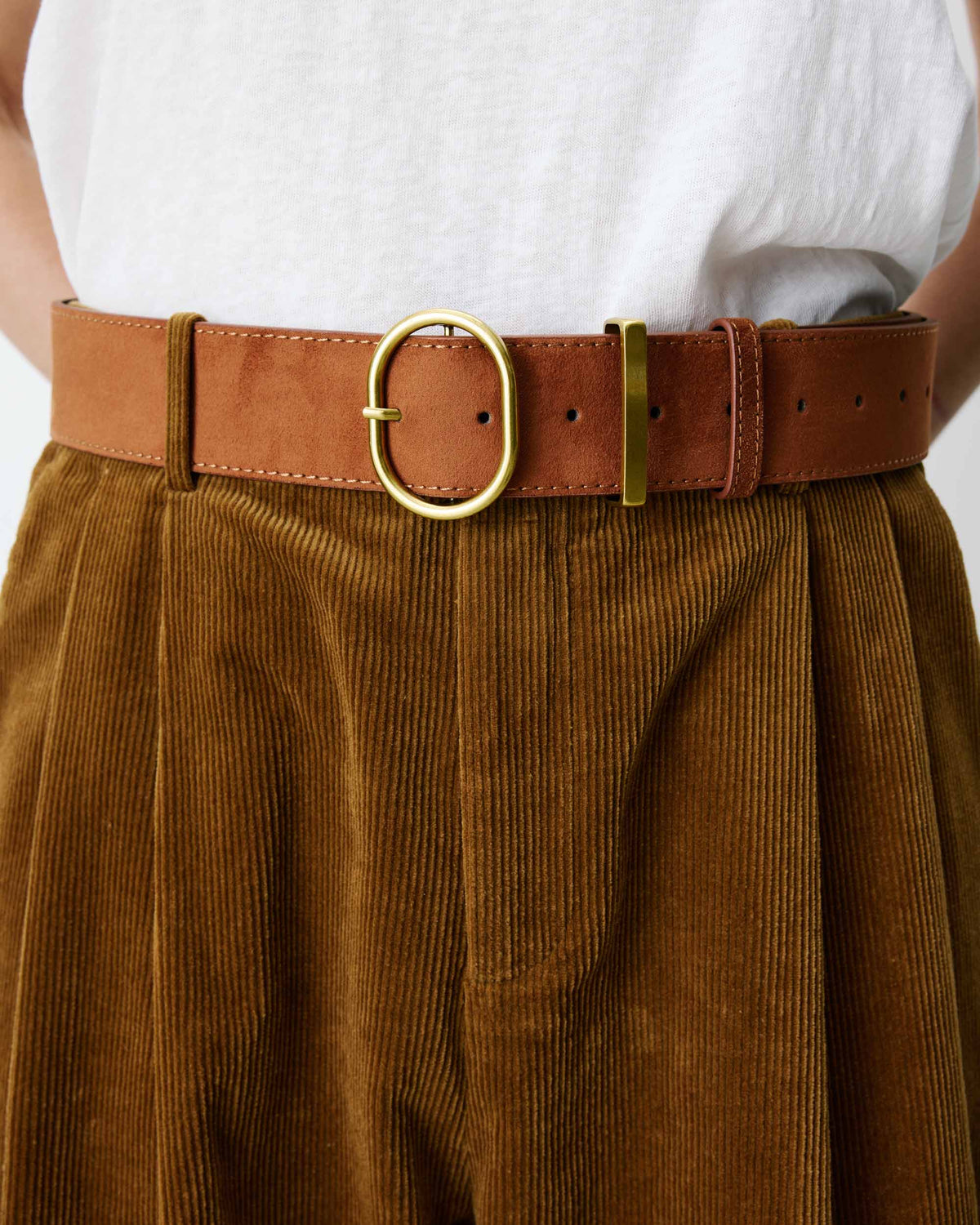 Ceinture en suédine boucle doré coffee Swinton