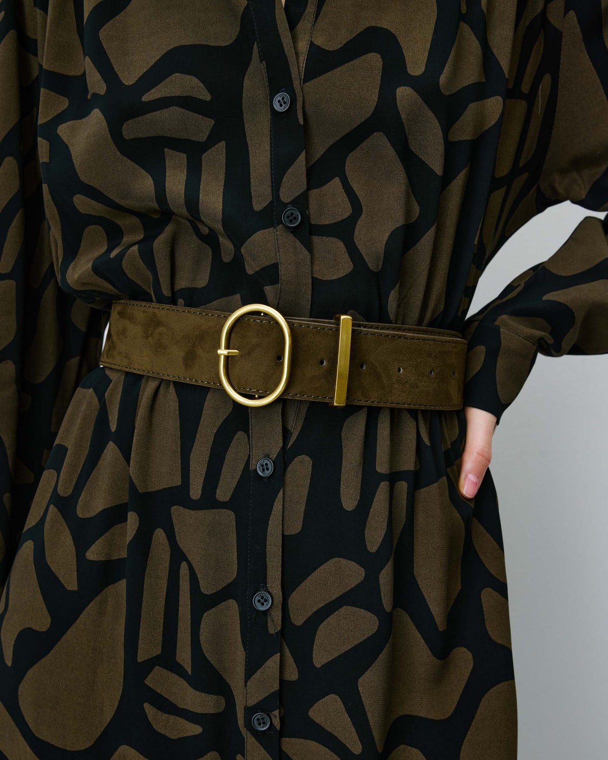 Ceinture en suédine boucle doré kaki Swinton