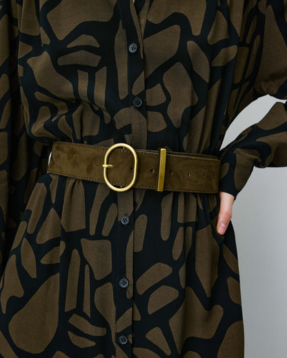 Ceinture en suédine boucle doré kaki Swinton