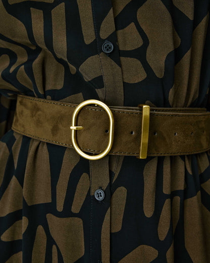 Ceinture en suédine boucle doré kaki Swinton
