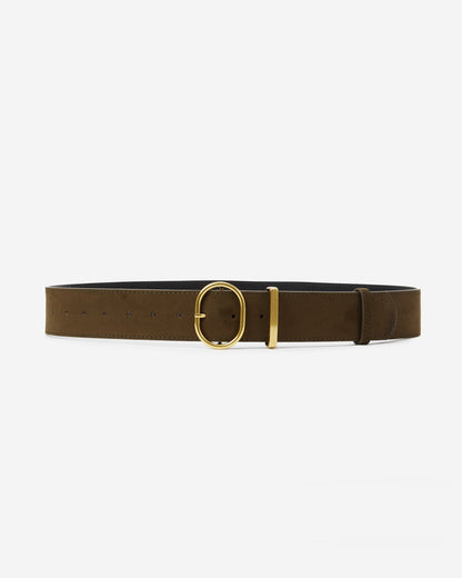 Ceinture en suédine boucle doré kaki Swinton