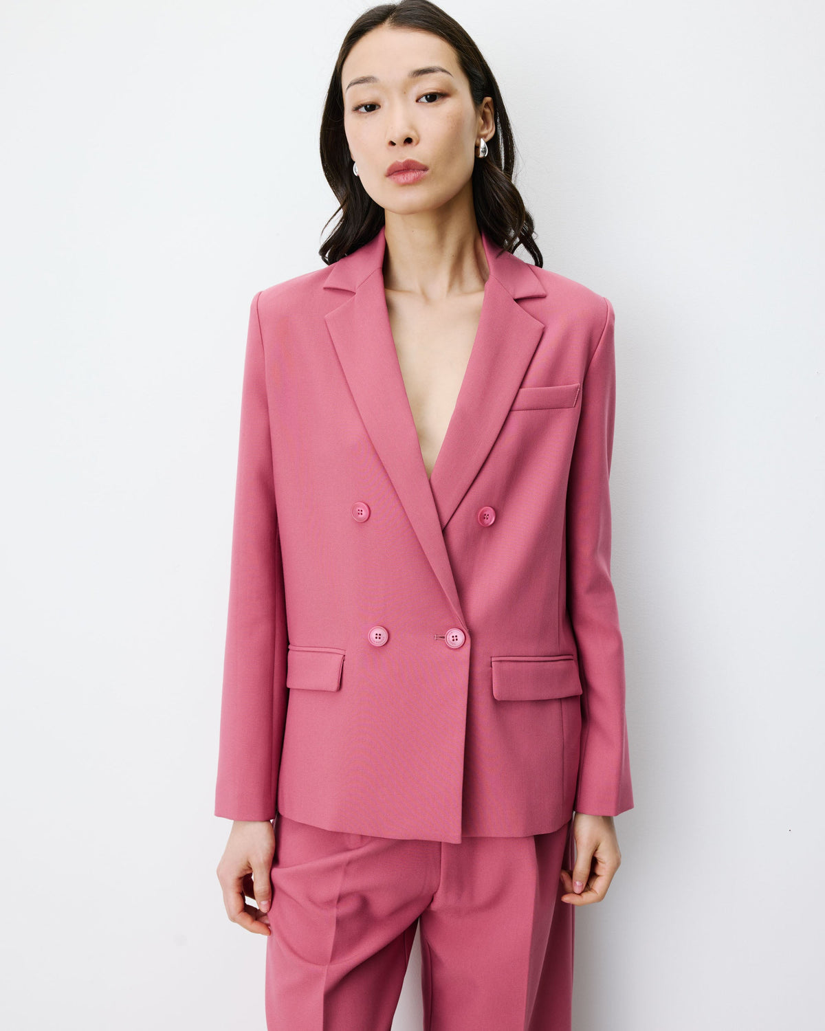 Blazer droit à boutonnage croisé blush Noix