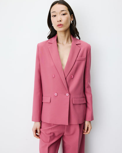 Blazer droit à boutonnage croisé blush Noix