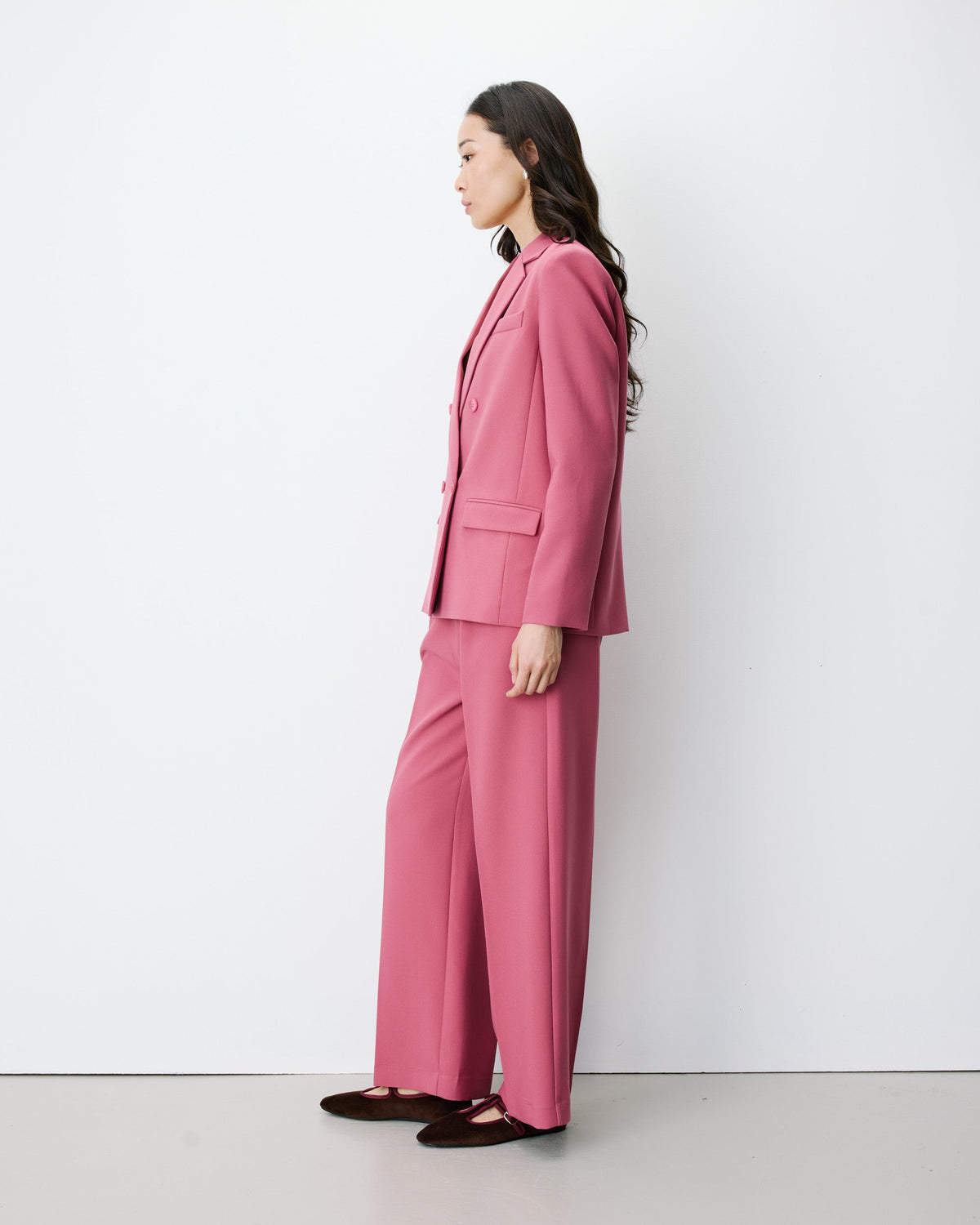 Blazer droit à boutonnage croisé blush Noix