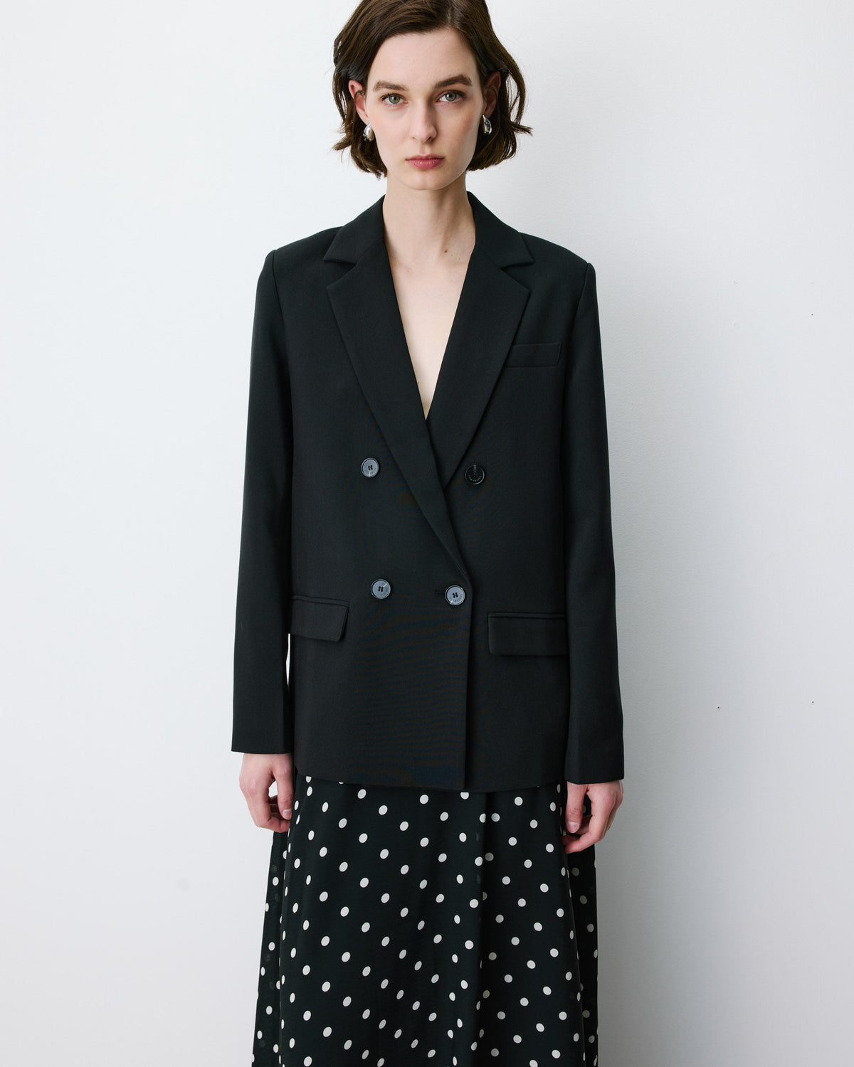 Blazer droit à boutonnage croisé noir Noix