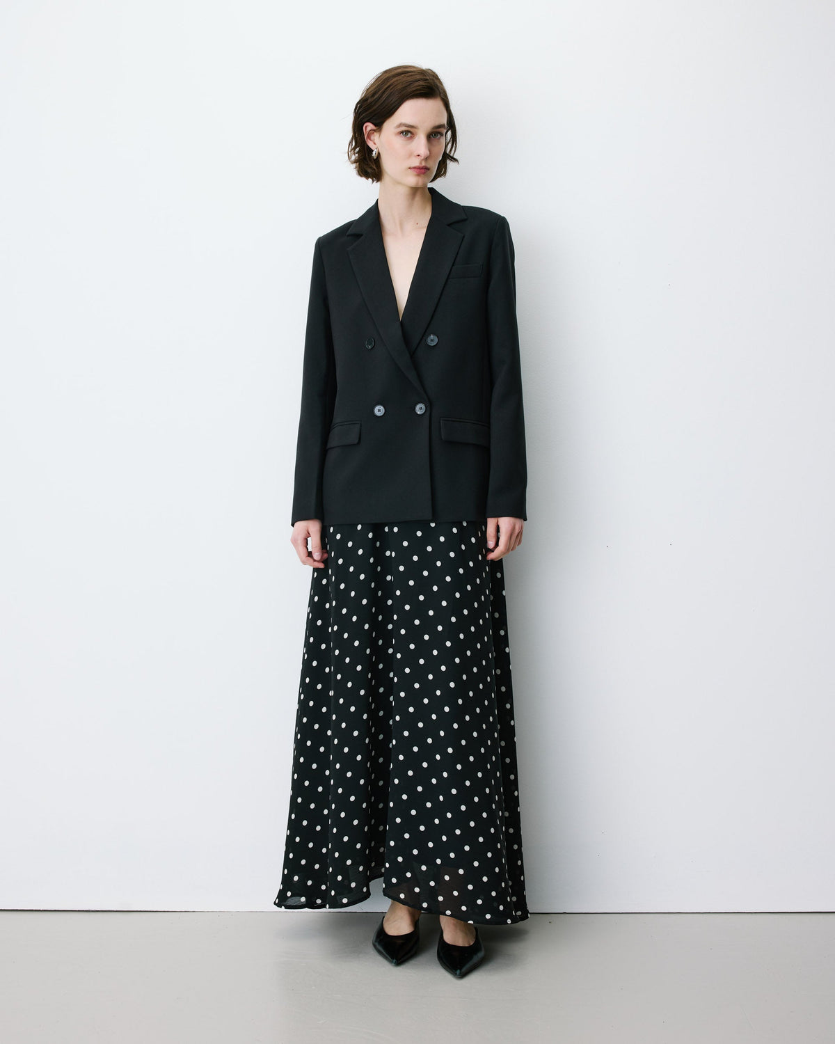 Blazer droit à boutonnage croisé noir Noix