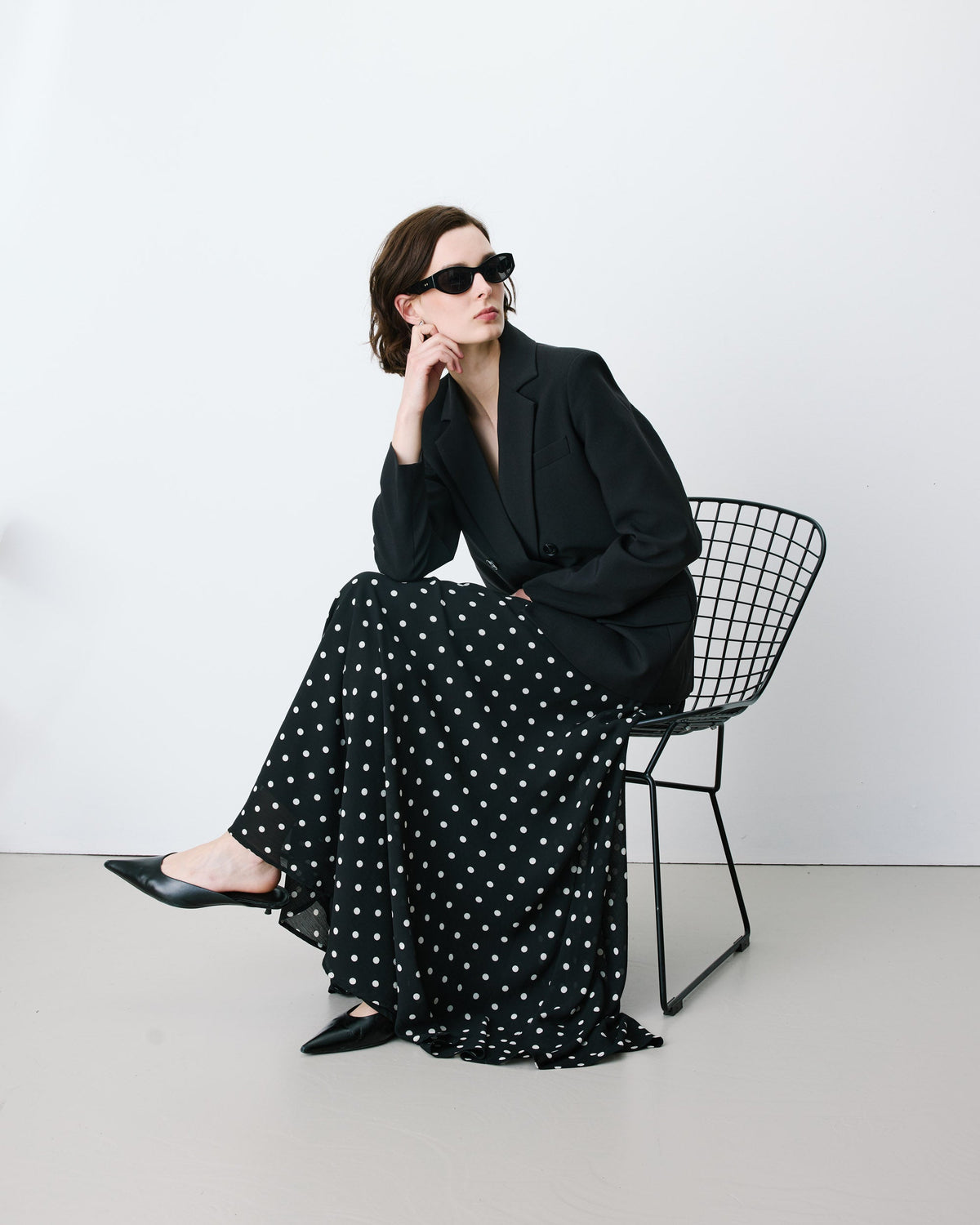 Blazer droit à boutonnage croisé noir Noix