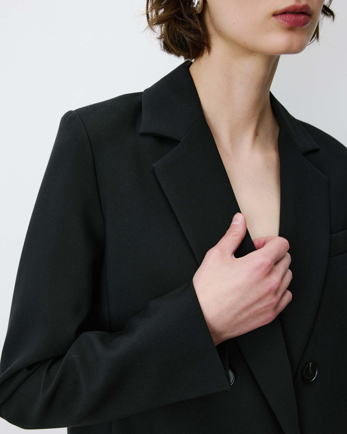 Blazer droit à boutonnage croisé noir Noix