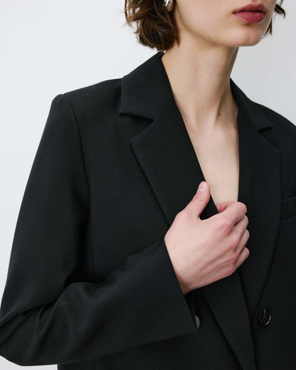 Blazer droit à boutonnage croisé noir Noix