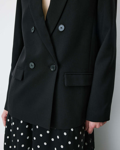 Blazer droit à boutonnage croisé noir Noix