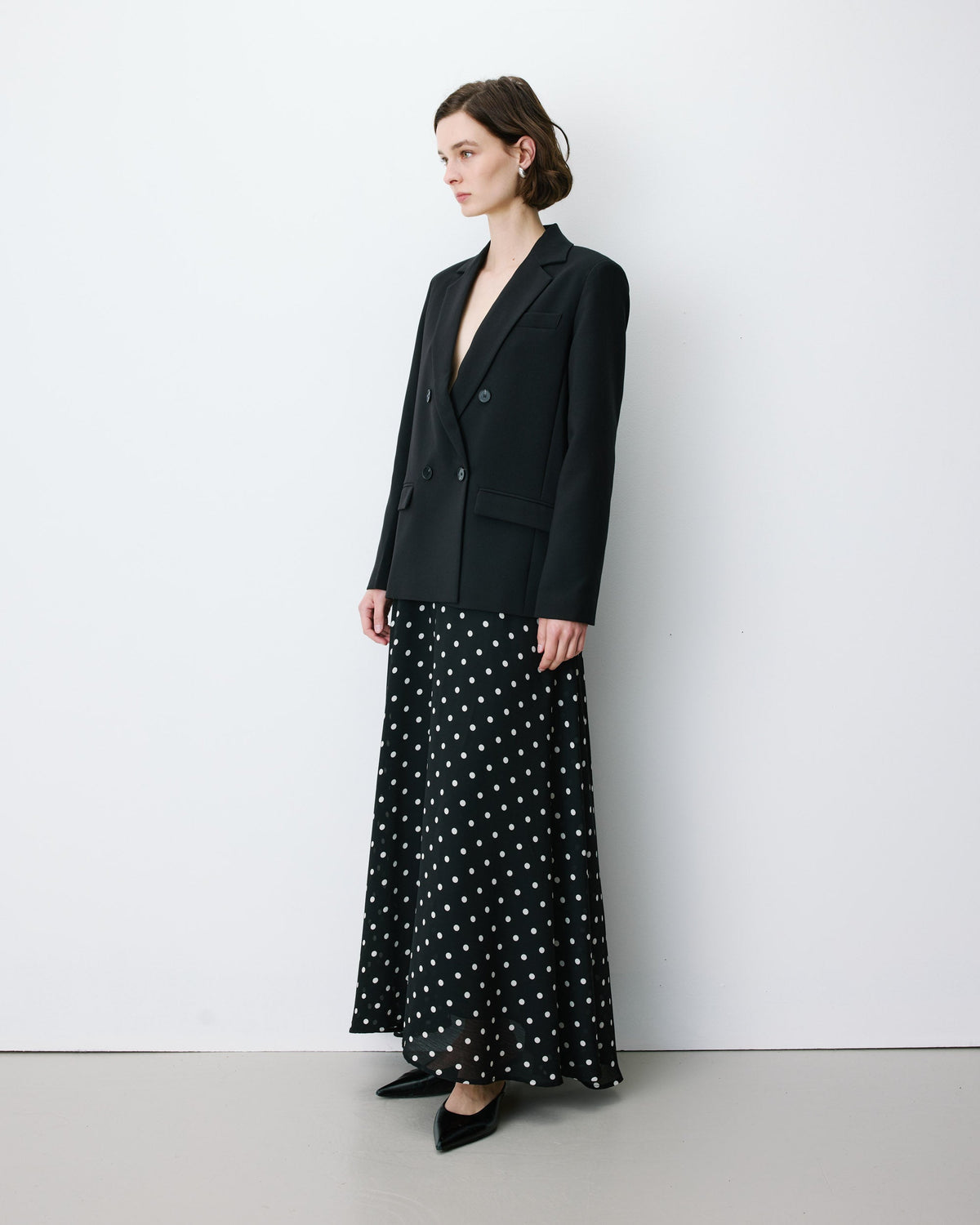 Blazer droit à boutonnage croisé noir Noix