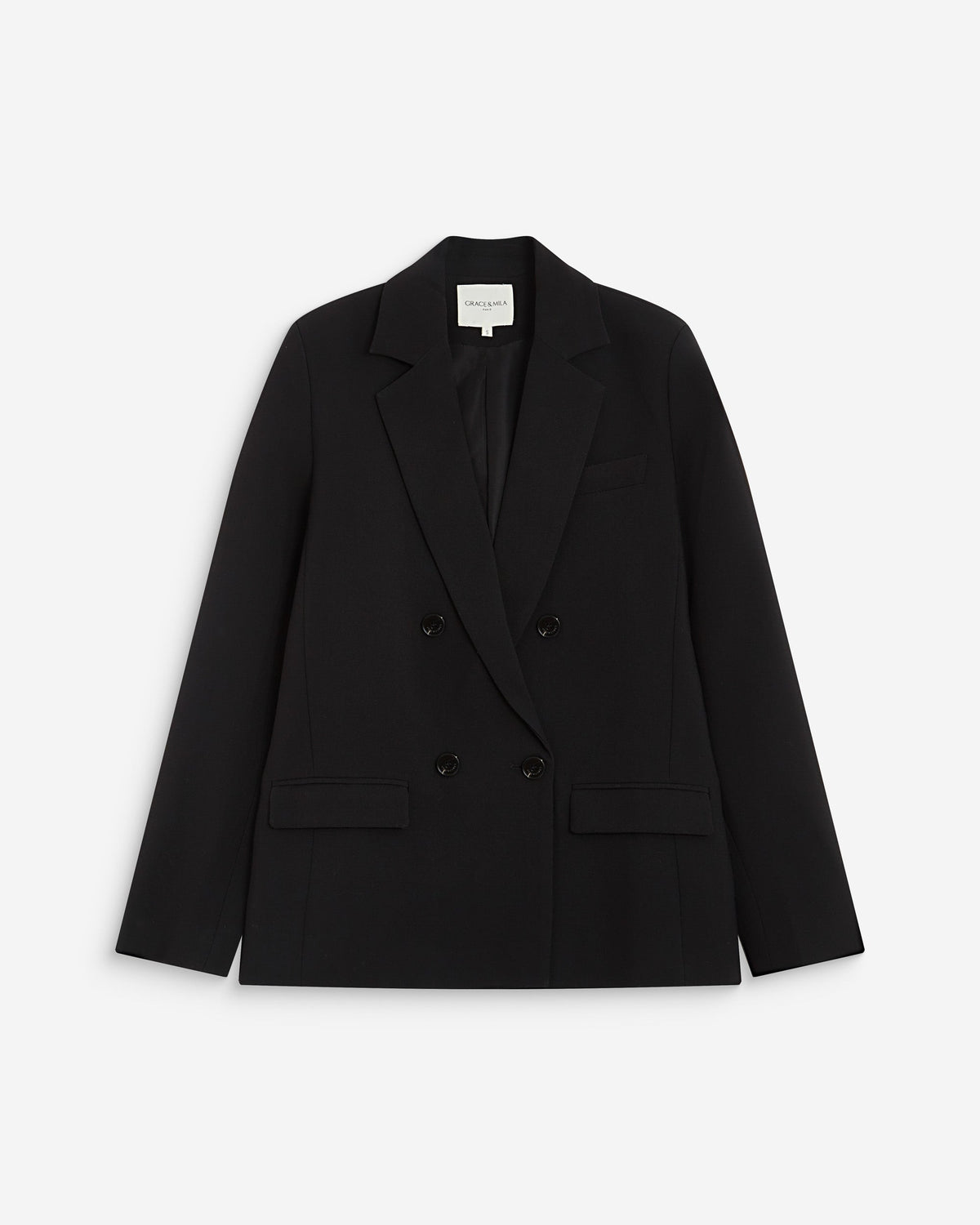 Blazer droit à boutonnage croisé noir Noix
