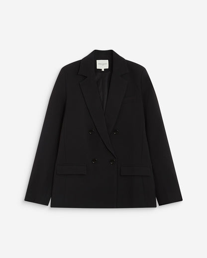 Blazer droit à boutonnage croisé noir Noix