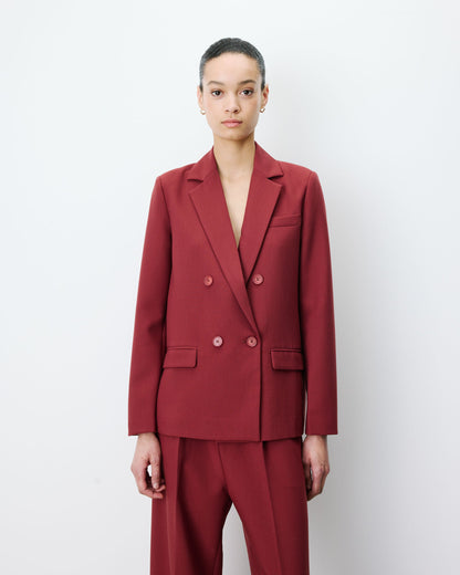 Blazer droit à boutonnage croisé terracotta Noix