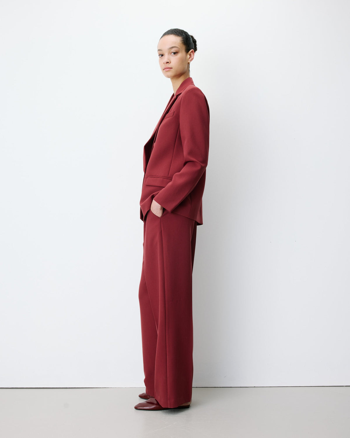 Blazer droit à boutonnage croisé terracotta Noix