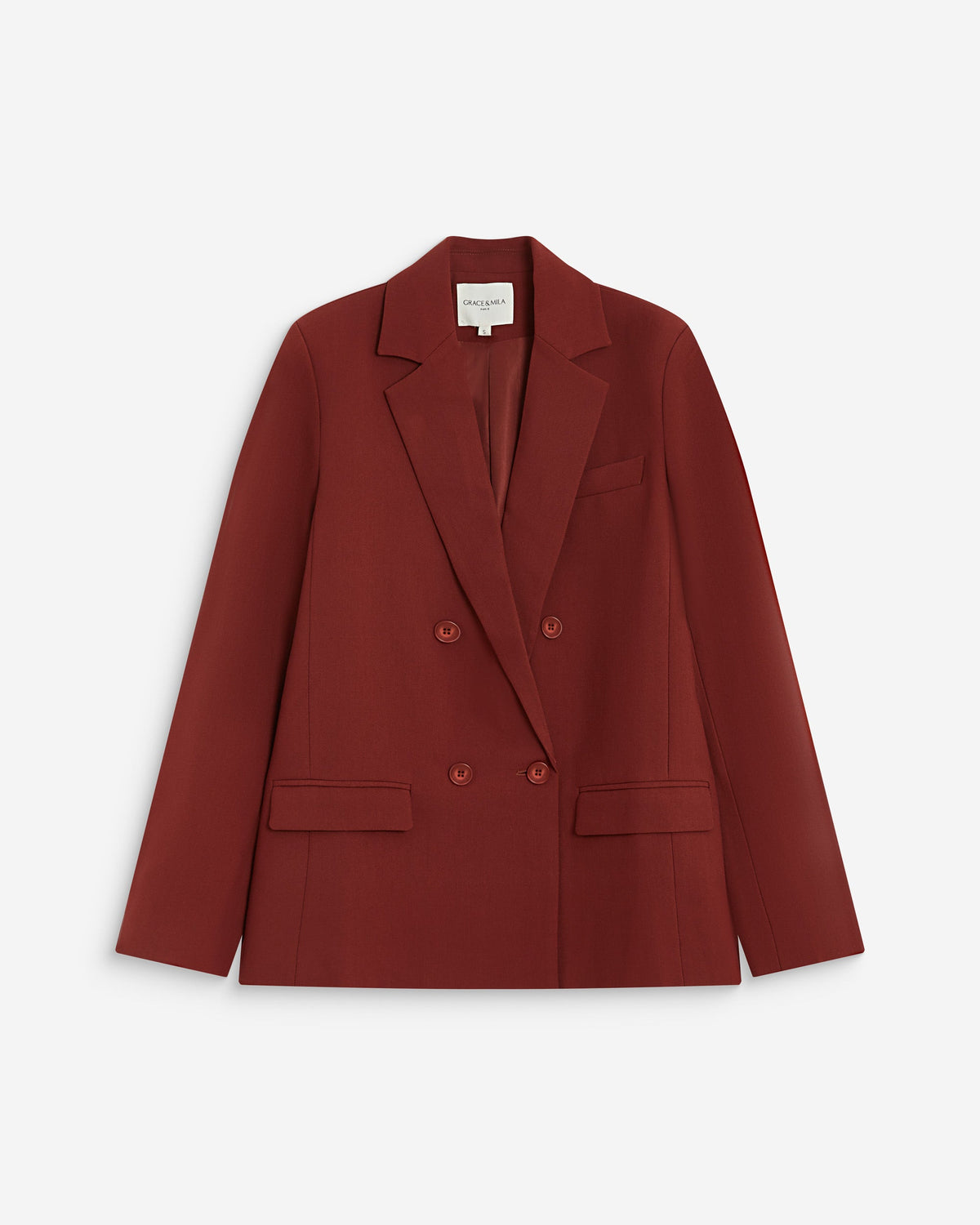 Blazer droit à boutonnage croisé terracotta Noix