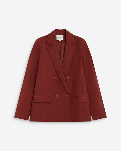 Blazer droit à boutonnage croisé terracotta Noix