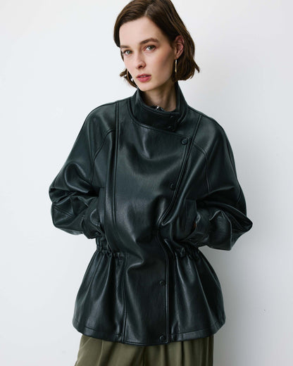 Veste ample similicuir taille ajustable noir Auburn