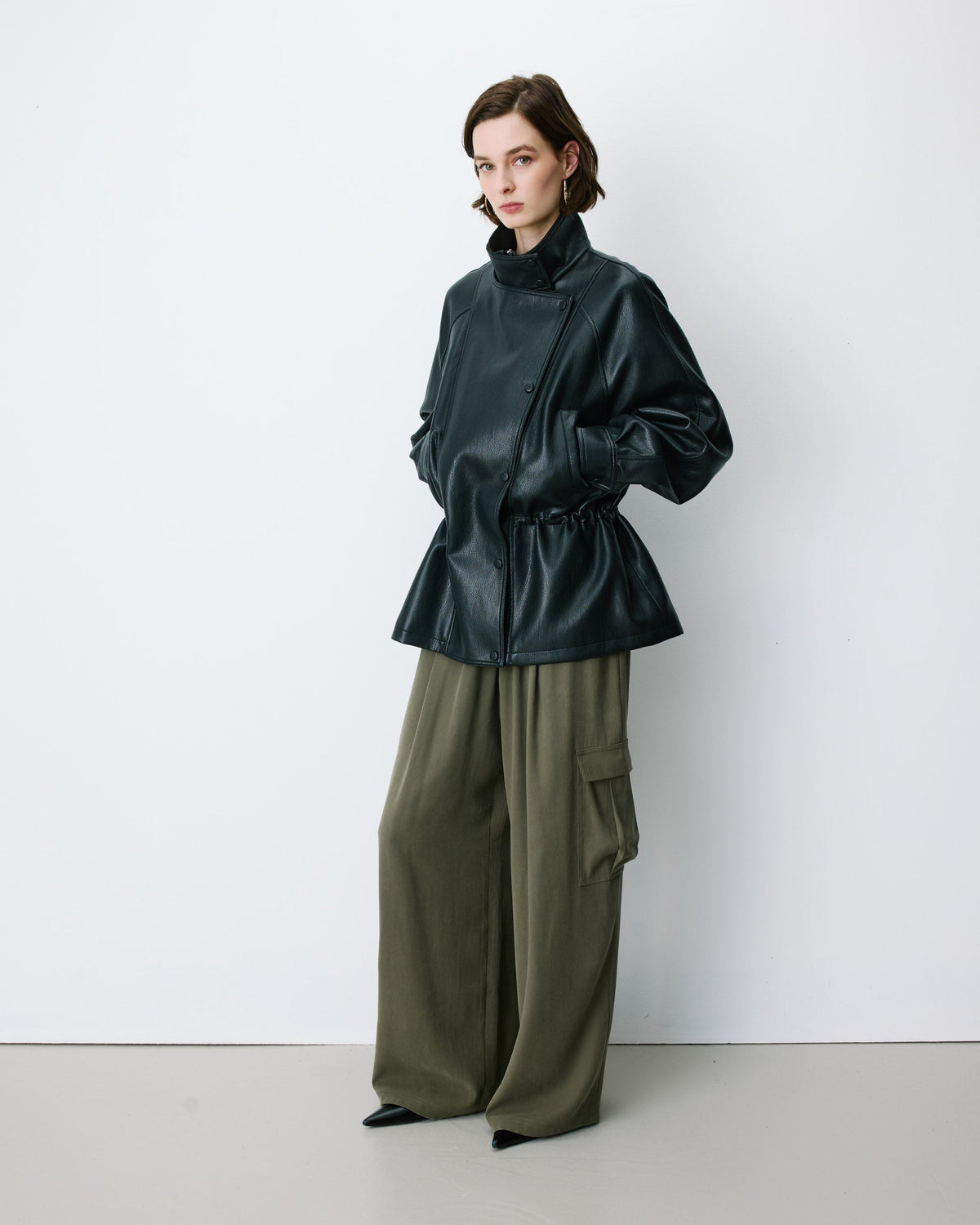 Veste ample similicuir taille ajustable noir Auburn