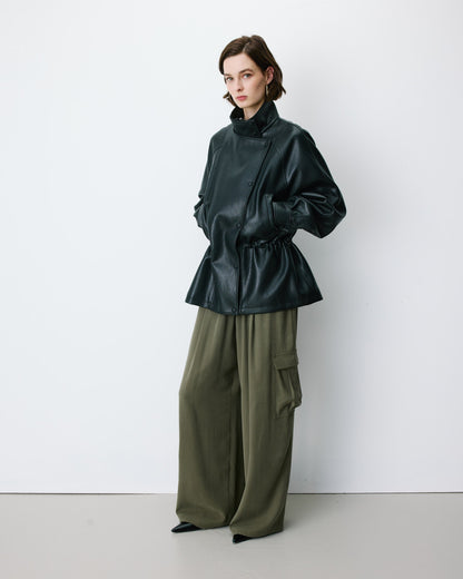 Veste ample similicuir taille ajustable noir Auburn