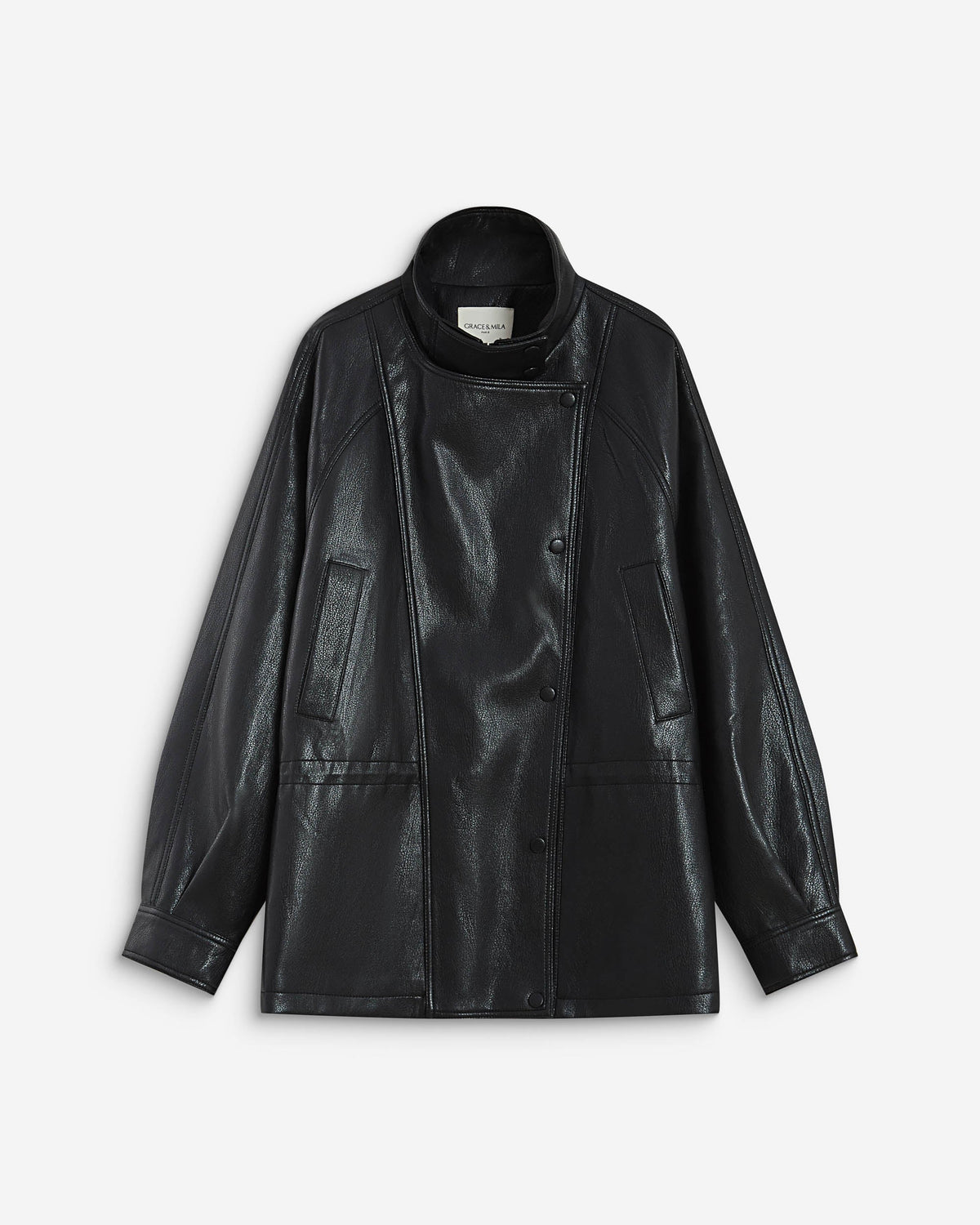 Veste ample similicuir taille ajustable noir Auburn