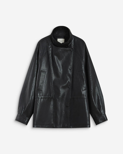 Veste ample similicuir taille ajustable noir Auburn