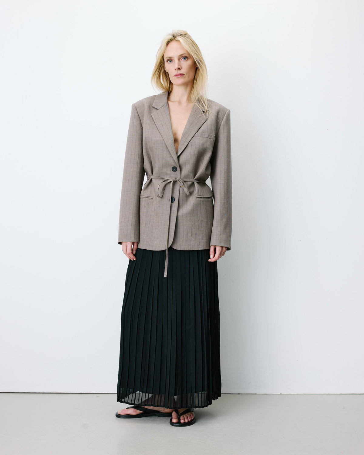 Blazer droit rayé cintré à la taille rayure Acario
